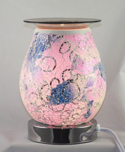 Elegant Pink Glass Crackle Oil Burner